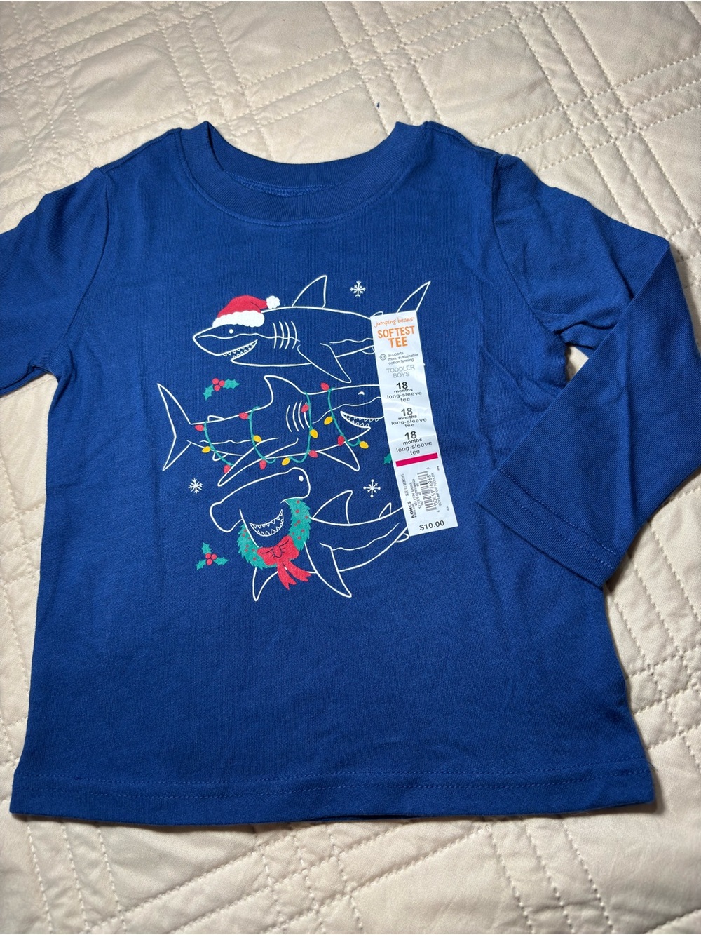 Jumping Beans 18M Holiday Shark Long-Sleeve Tee